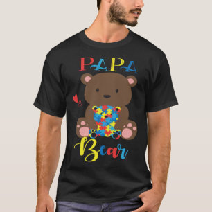 Cute Teddy Bear  PaPa Bear Autism Father Puzzle Ba T-Shirt