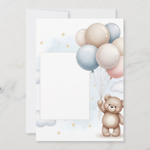 Cute Teddy Bear Pastel Balloons Invitation Frame