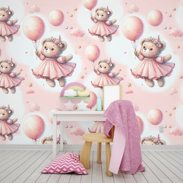 Cute Teddy Bear Pastel Pink Watercolor Wallpaper (Creator Uploaded)