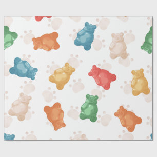 Cute Teddy Bear Pattern Colourful  Wrapping Paper