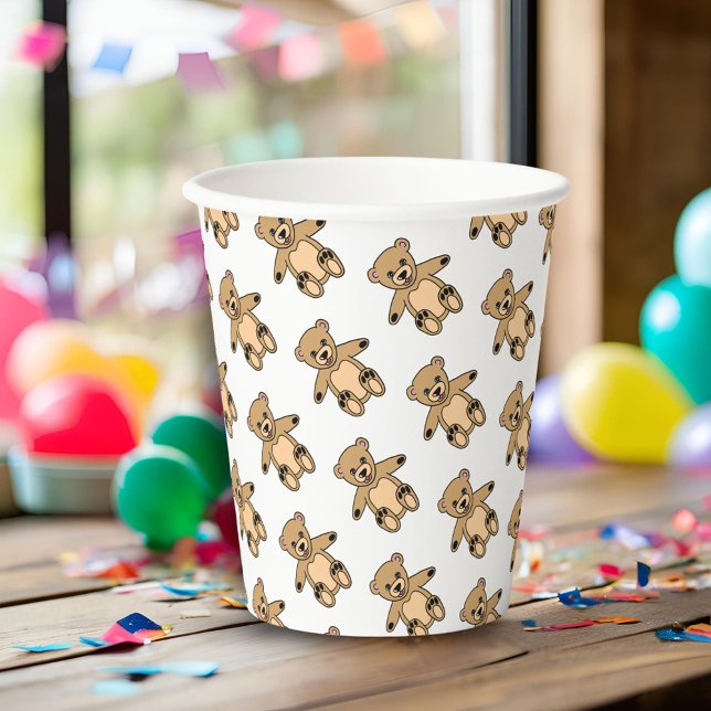 Cute Teddy Bear Pattern Kids Birthday Party Paper Cups (Creator Uploaded)