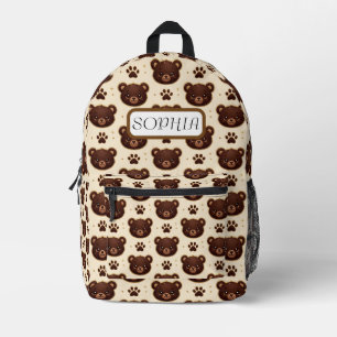 Cute Teddy Bear & Paw Print Pattern Backpack