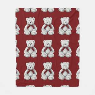 Cute Teddy Bear, Pencil Drawing, Polka Dots Fleece Blanket