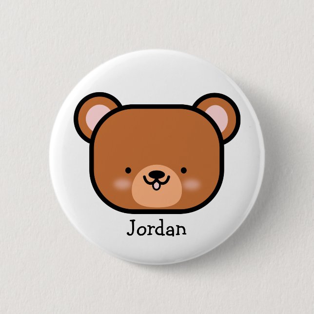Cute Teddy Bear Personalised  6 Cm Round Badge (Front)
