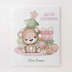 Cute Teddy Bear Personalised Christmas Jigsaw Puzzle