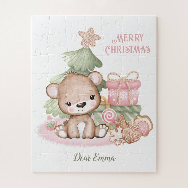 Cute Teddy Bear Personalised Christmas Jigsaw Puzzle (Vertical)