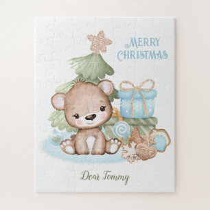 Cute Teddy Bear Personalised Christmas Jigsaw Puzzle