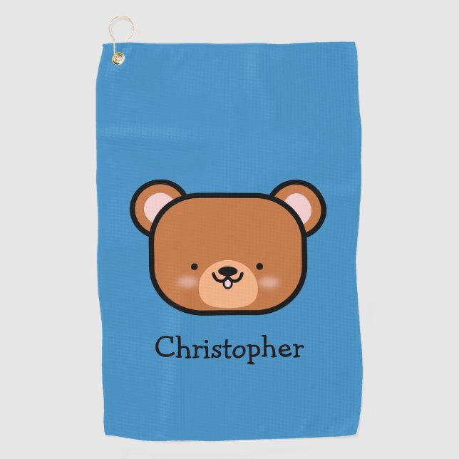 Cute Teddy Bear Personalised  Golf Towel (Front)
