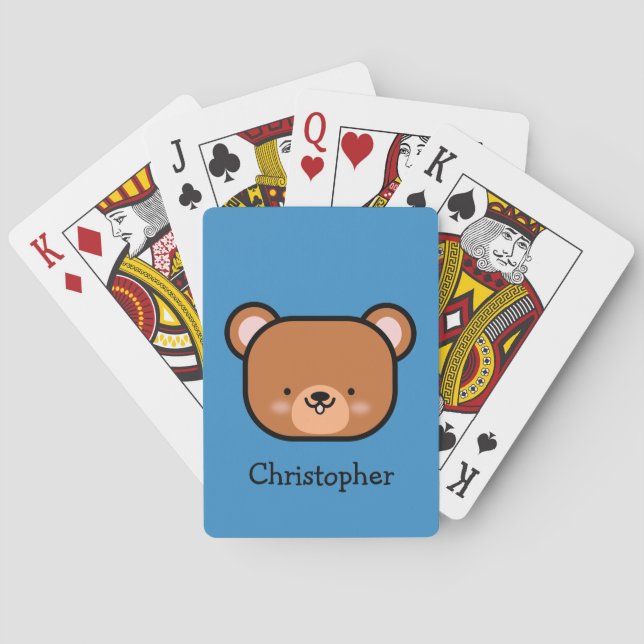 Cute Teddy Bear Personalised Playing Cards (Back)