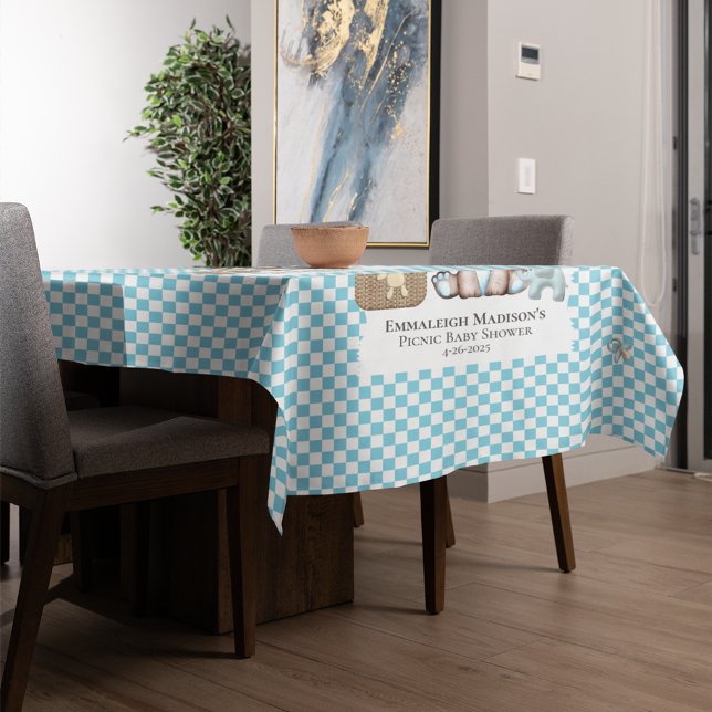 Cute Teddy Bear Picnic Baby Shower Tablecloth (Creator Uploaded)