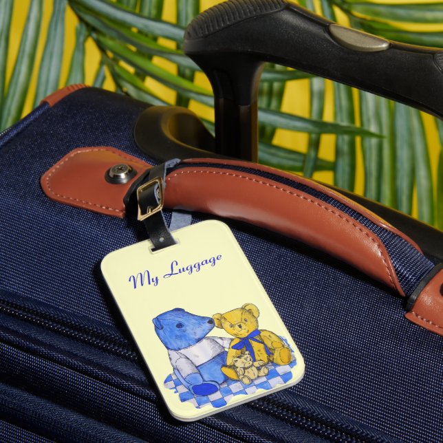 cute teddy bear picture luggage tag (Front Insitu 1)