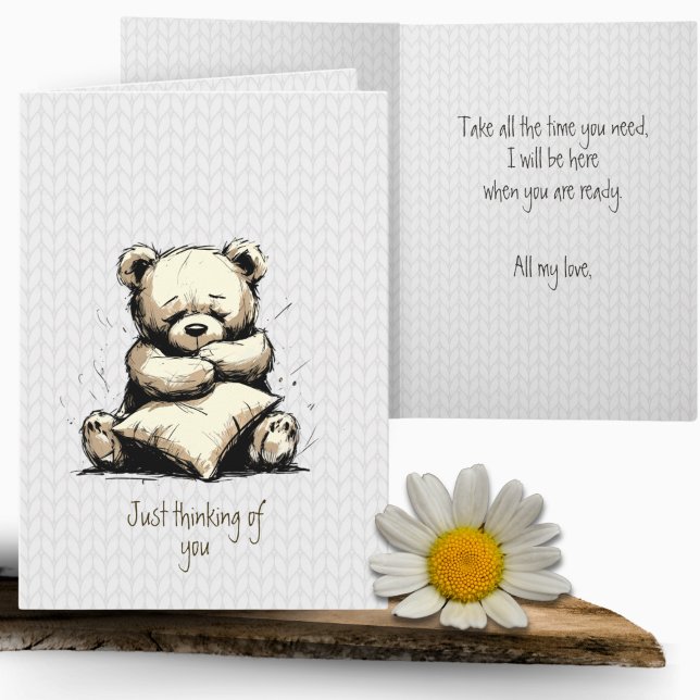 Cute Teddy Bear Pillow Thinking of You  Card (Creator Uploaded)