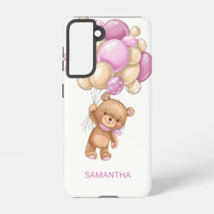 CUTE Teddy Bear Pink Balloon  Samsung Galaxy Case