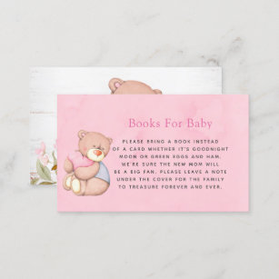 Cute Teddy Bear Pink Girl Books for Baby Business Card