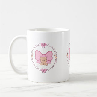 Cute Teddy Bear Pink Ribbon Bow Ceramic Mug - Kawa
