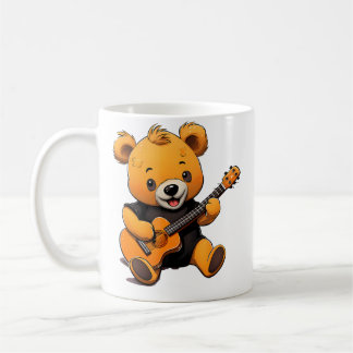 Cute Teddy Bear Playing Guitar Music Hobby Womens  Coffee Mug