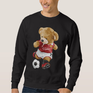 Cute teddy bear playing soccer sweatshirt