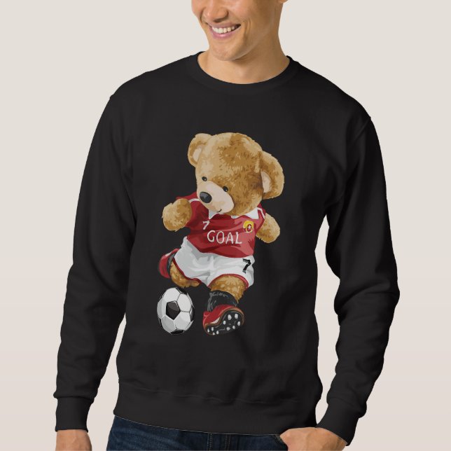 Cute teddy bear playing soccer sweatshirt (Front)