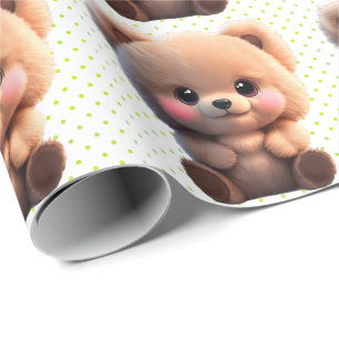 Cute teddy bear Polka dots Wrapping Paper