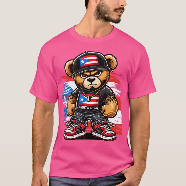 Cute Teddy Bear Puerto Rico Flag Boricua Puerto Ri T-Shirt (Front)