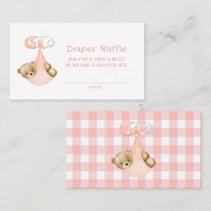 Cute Teddy Bear Punk Peach Girl Diaper Raffle Business Card