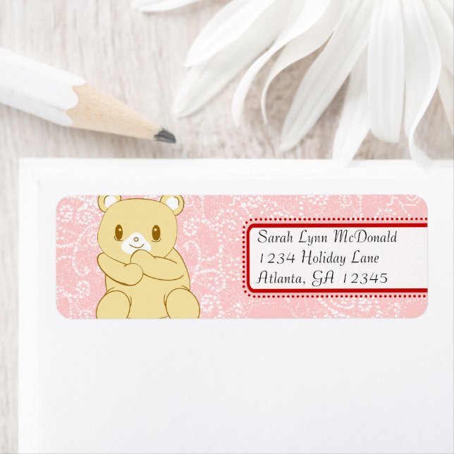 Cute Teddy Bear Red Pink Dots & Hearts (Insitu)