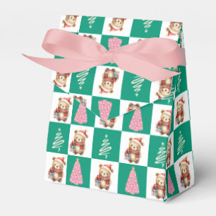Cute teddy Bear Santa Merry Christmas tree party Favour Box