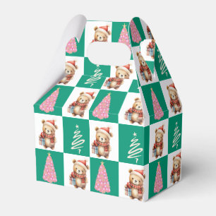Cute teddy Bear Santa Merry Christmas tree party Favour Box