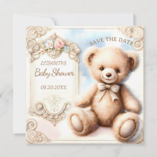 Cute teddy bear save the date