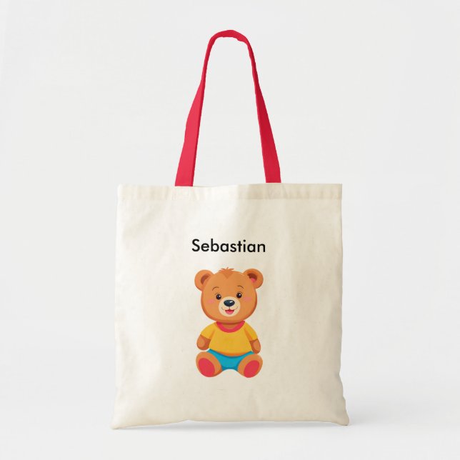 Cute Teddy Bear Simple Colourful Tote Bag (Front)