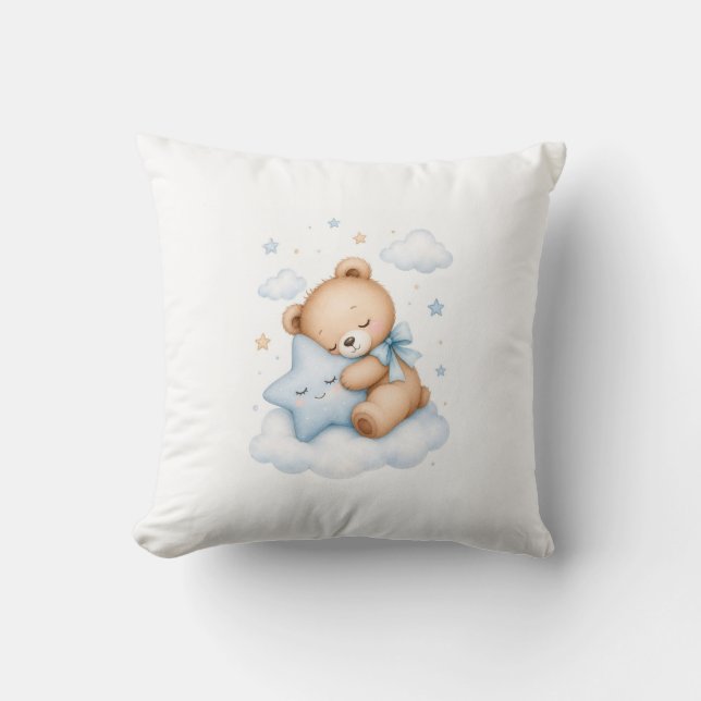 Cute Teddy Bear Sleeping on a Star Pillow | Sweet  (Front)