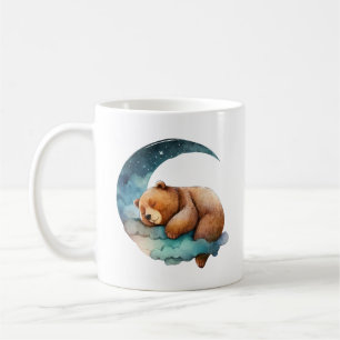 Cute Teddy Bear Sleeping on the Crescent Moon Coffee Mug