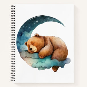 Cute Teddy Bear Sleeping on the Crescent Moon Notebook