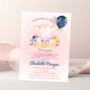 Cute Teddy Bear,Stars Presents Baby Shower  Invitation