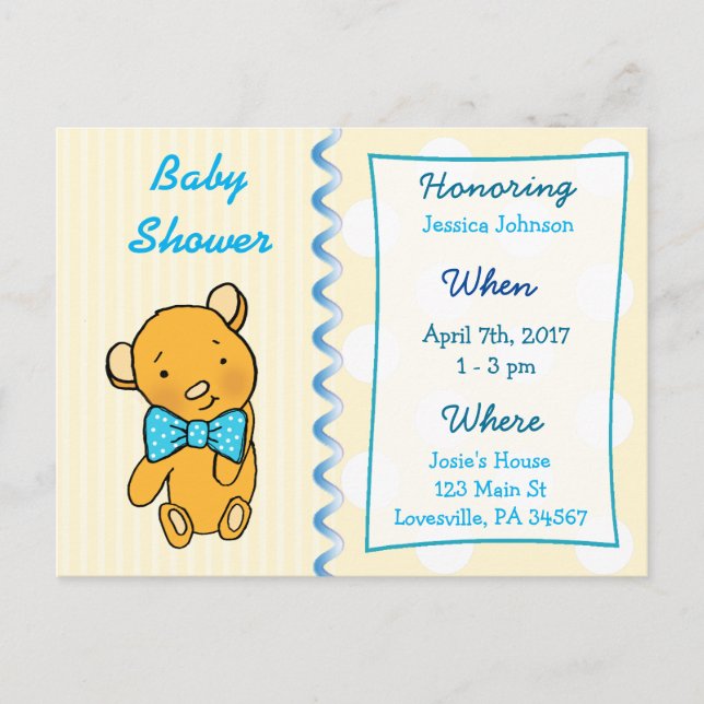 Cute Teddy Bear Tan Baby Shower Invitation (Front)