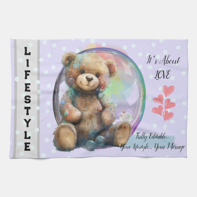 Cute Teddy Bear  Tea Towel (Horizontal)