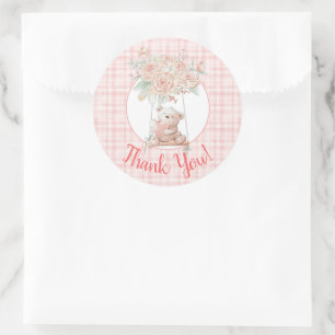 Cute Teddy Bear Thank You Classic Round Sticker