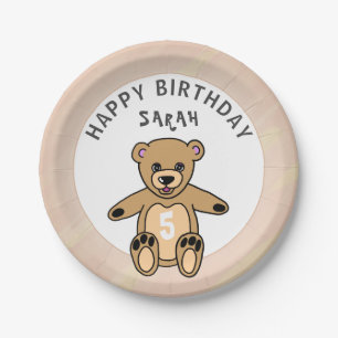 Cute Teddy Bear Toy Kid`s Birthday  Paper Plate