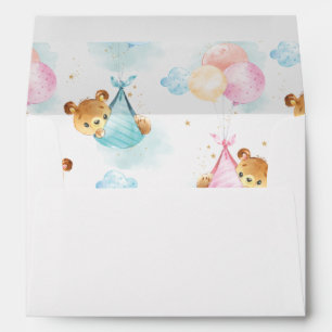 Cute Teddy Bear Twin Girl Boy Baby Shower Envelope