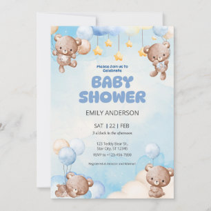 Cute Teddy Bear Twinkle Little Star Invitation
