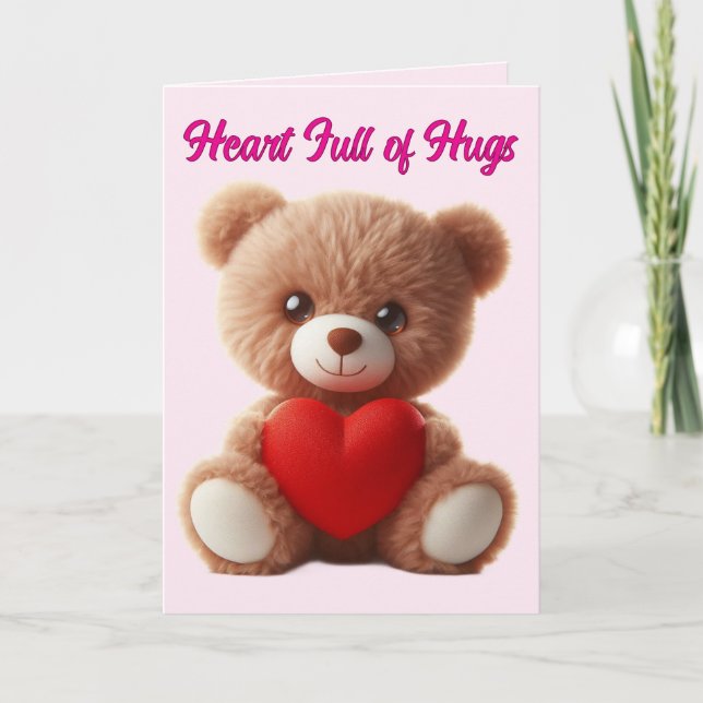 Cute Teddy Bear Valentine Holiday Card (Front)