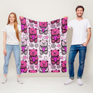 Cute Teddy Bear Valentine Pattern Fleece Blanket