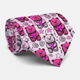 Cute Teddy Bear Valentine Pattern Tie