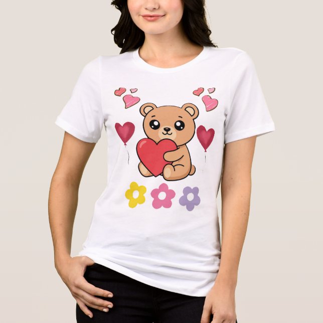 Cute Teddy Bear Valentine Tri-Blend Shirt (Front)