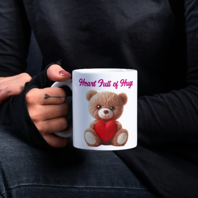Cute Teddy Bear Valentine Two-Tone Coffee Mug (Creator Uploaded)