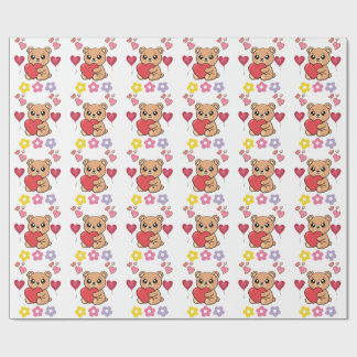 Cute Teddy Bear Valentine Wrapping Paper