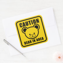 Cute Teddy Bear Warning Sign in yellow