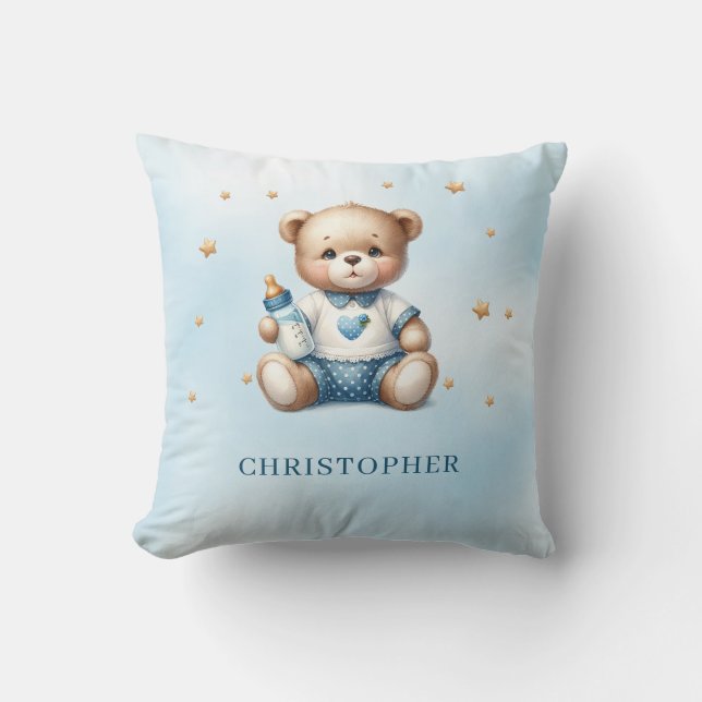 Cute teddy bear with baby bottle cushion (Front)