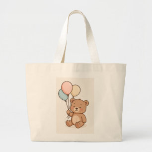 Cute Teddy Bear with Balloons   Baby & Kids Gift Large Tote Bag
