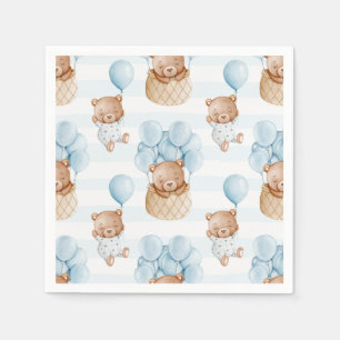 Cute Teddy Bear with Balloons Baby Shower Napkin